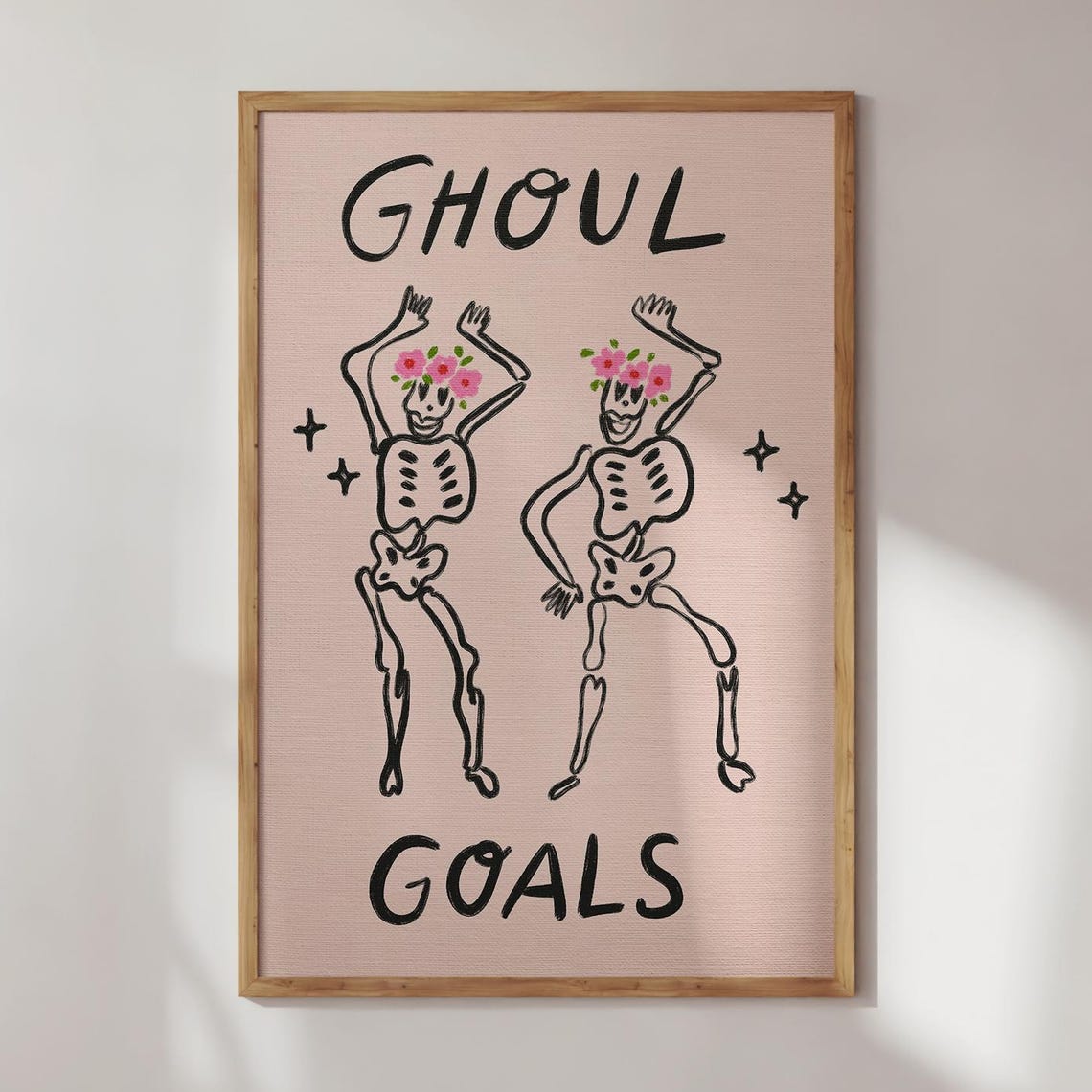 Funny Halloween Skeleton Print Playful Ghouls Spooky Wall Decor