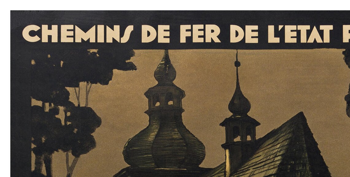 Poland Upper Silesia Wooden Church Folk Vintage Travel Poster Art - Image 2