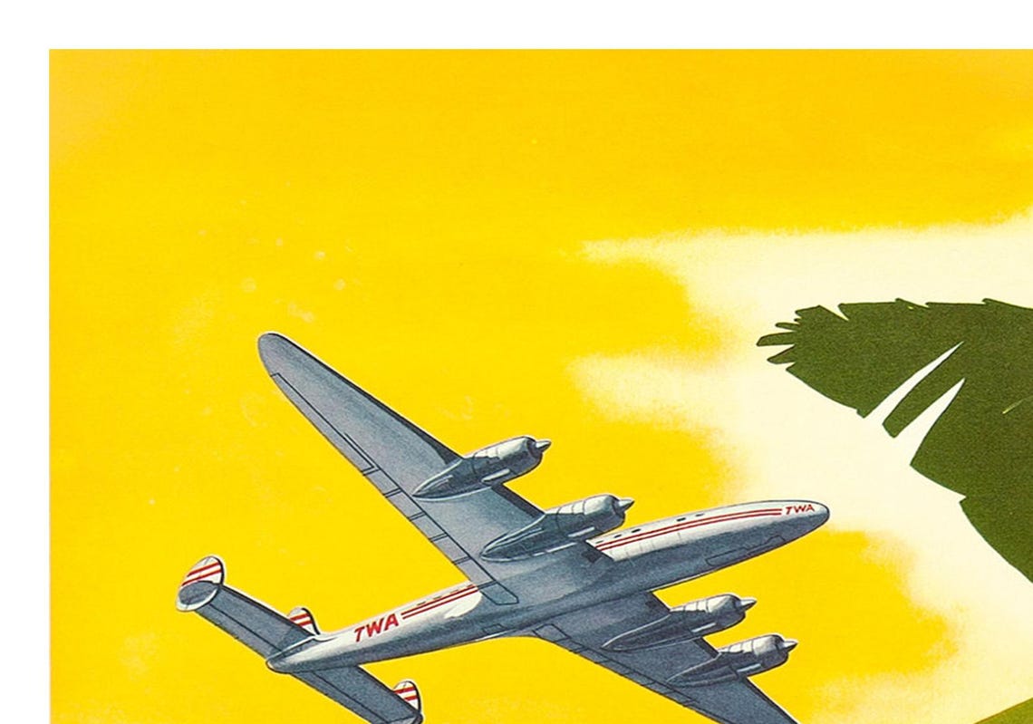Los Angeles California Mission Palms Vintage TWA Airline Poster - Image 2