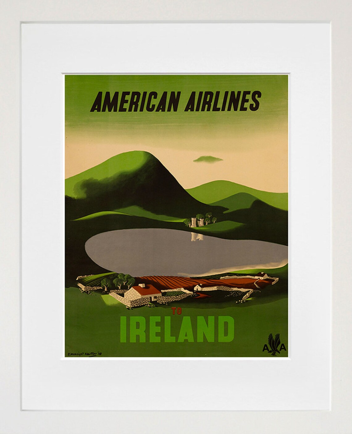 Ireland Vintage Travel Poster, Home Irish Wall Decor