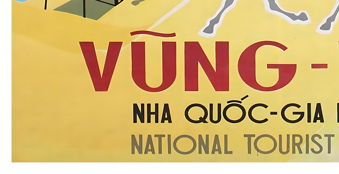 Vung Tau Vietnam Vintage Beach Buddha Horse Cart Travel Poster - Image 2