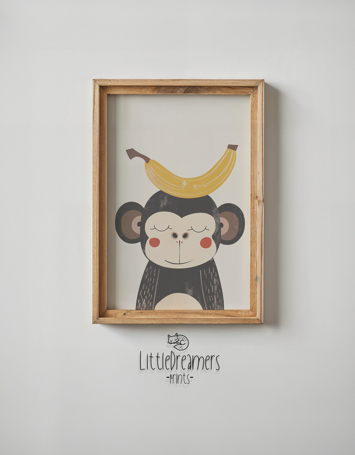 Cute Monkey Balancing Yellow Banana Sweet Smiling Nursery Art Poster - Image 3