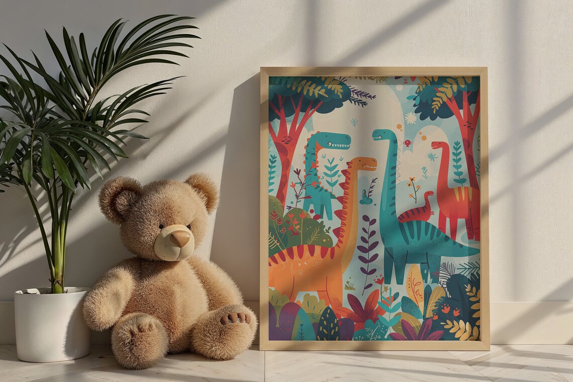 Colorful Dinosaur Nursery Art Print, Baby Room Decor - Image 6