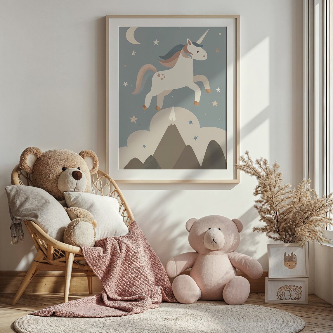 Unicorn Nursery Stars And Moon Celestial Poster Print - Image 4