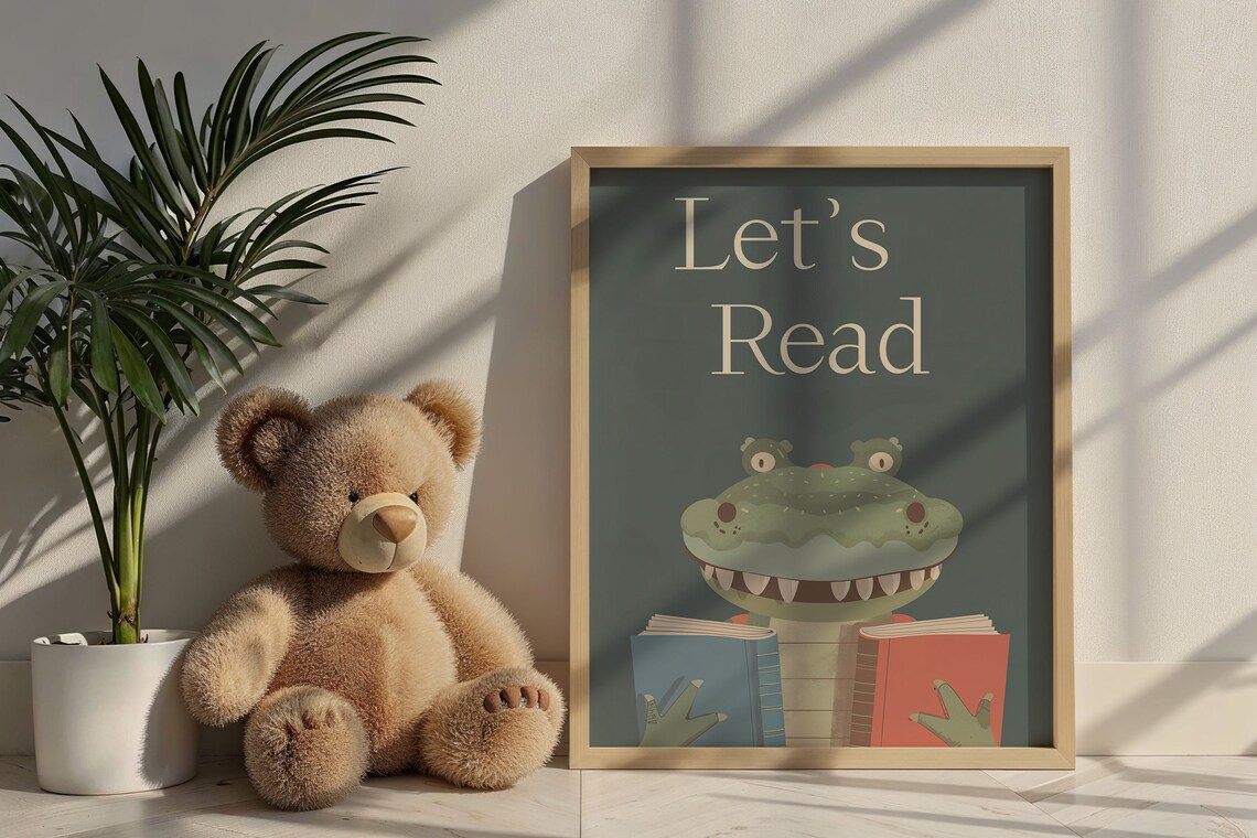 Reading Alligator Nursery Art Print for Young Readers - Image 6