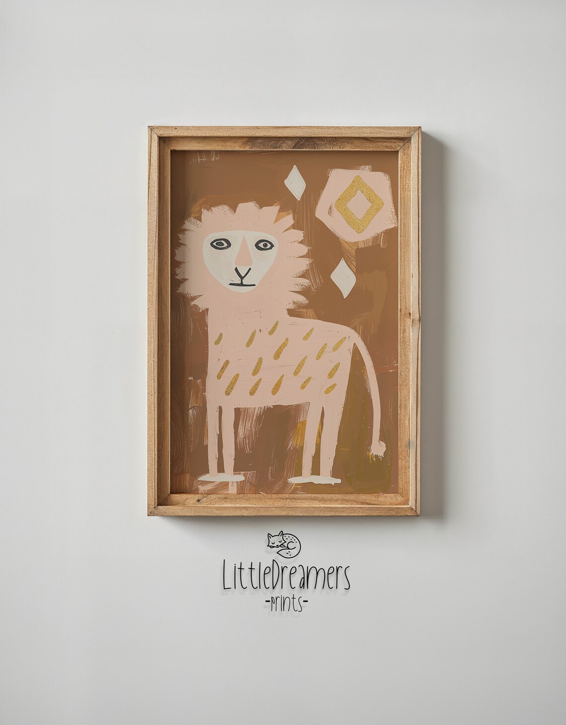 Abstract Lion Cub Blush Pink Terracotta Gold Markings Nursery Poster - Image 4