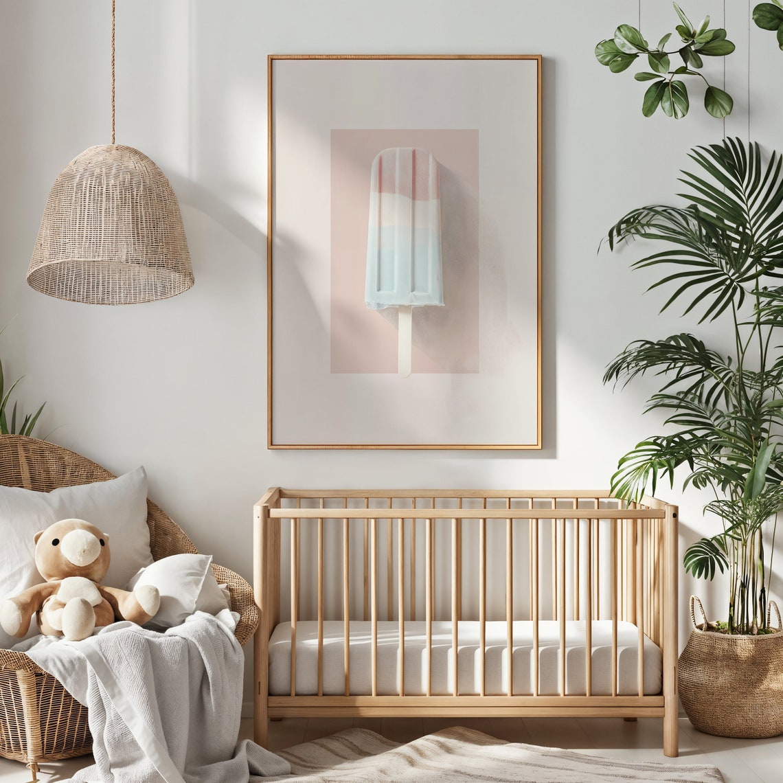 Pastel Striped Popsicle Ice Cream Art Kitchen Nursery Kids Room Poster - Image 2