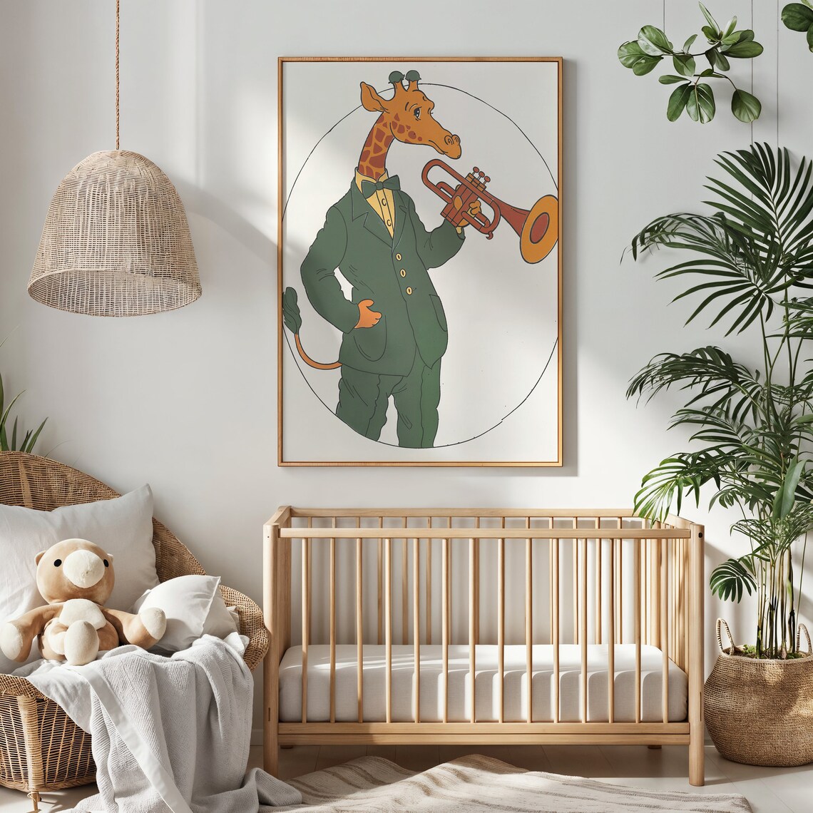 Giraffe Trumpet Player Nursery Music Poster Print - Image 2