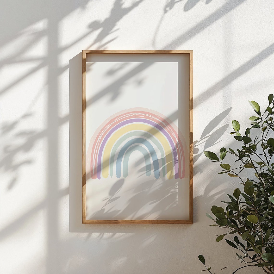 Soft Pastel Rainbow Brushstrokes Nursery Kids Room Decor Poster - Image 2