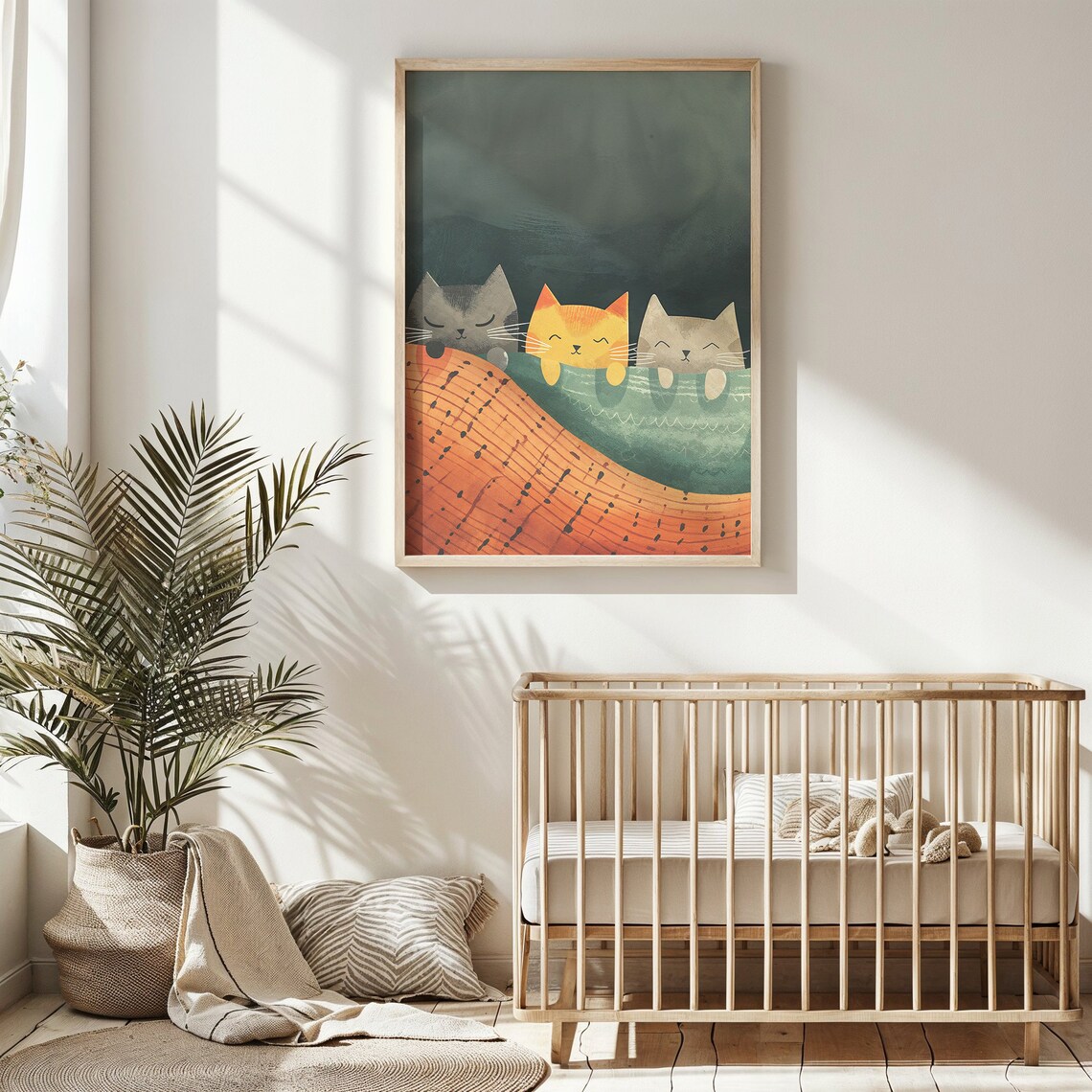 Kitten Trio Nursery Cat Art Print, Whimsical Decor