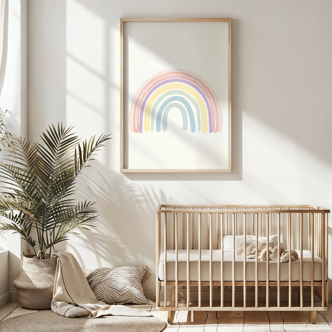 Soft Pastel Rainbow Brushstrokes Nursery Kids Room Decor Poster - Image 6