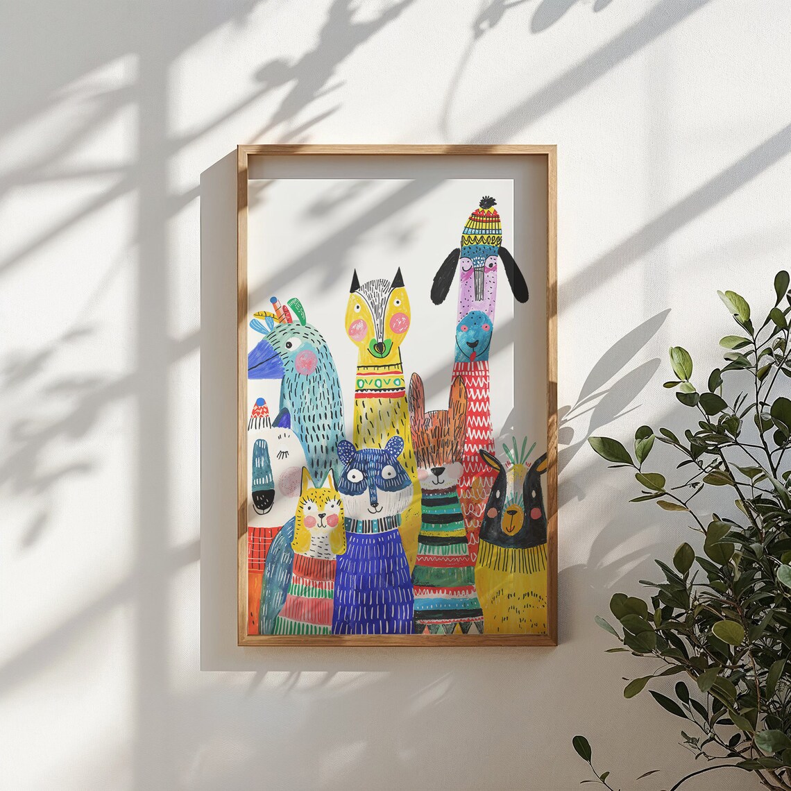 Colorful Quirky Animal Friends Whimsical Tall Creatures Nursery Poster - Image 6
