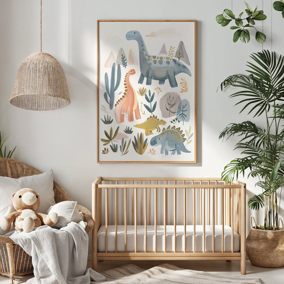 Playful Dinosaur Nursery Art Print, Kids Room Decor - Image 3