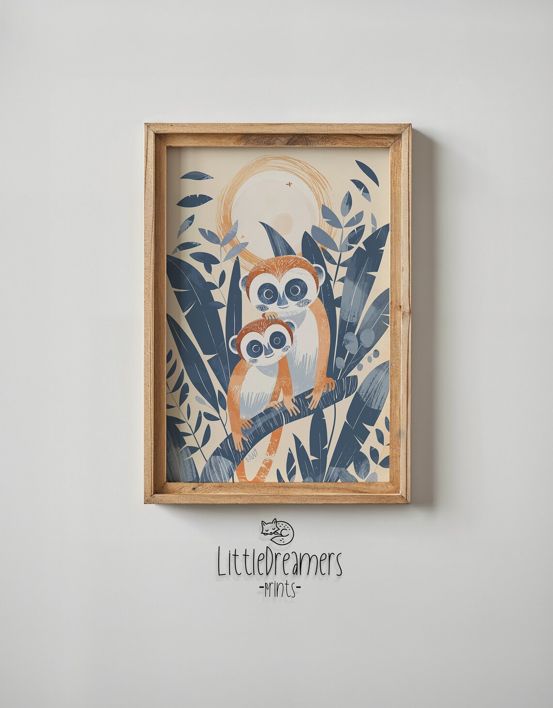 Two Monkeys Branch Nursery Poster Jungle Leaves Sun Kids Room Art - Image 6