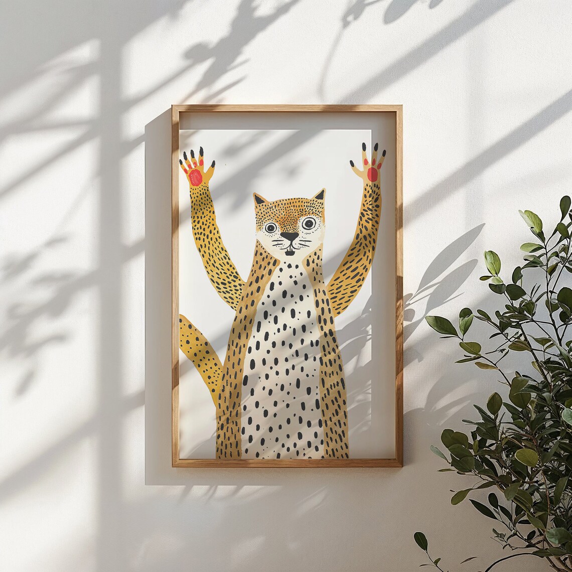 Cheerful Cheetah Paws Up Spotted Yellow Kids Safari Wall Poster - Image 6