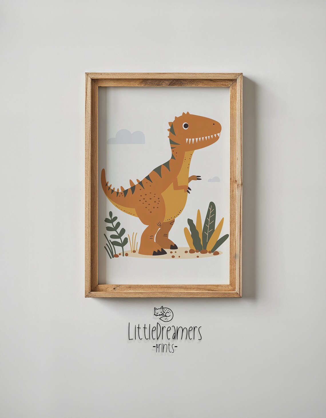 Playful Orange T Rex Dinosaur Illustration Kids Room Nursery Poster - Image 5