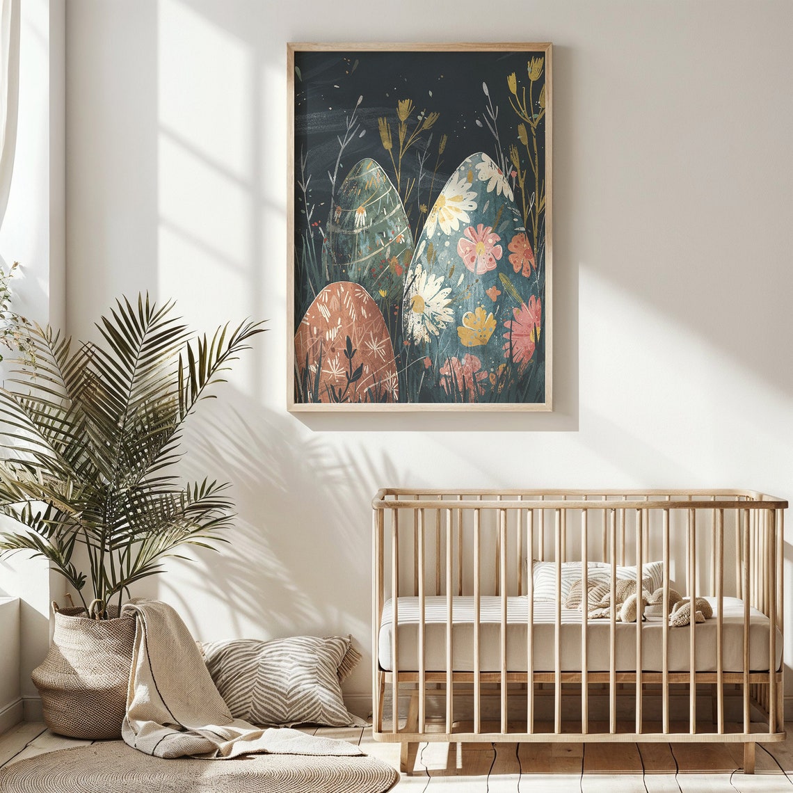 Floral Painted Easter Eggs Night Garden Dark Botanical Poster - Image 4