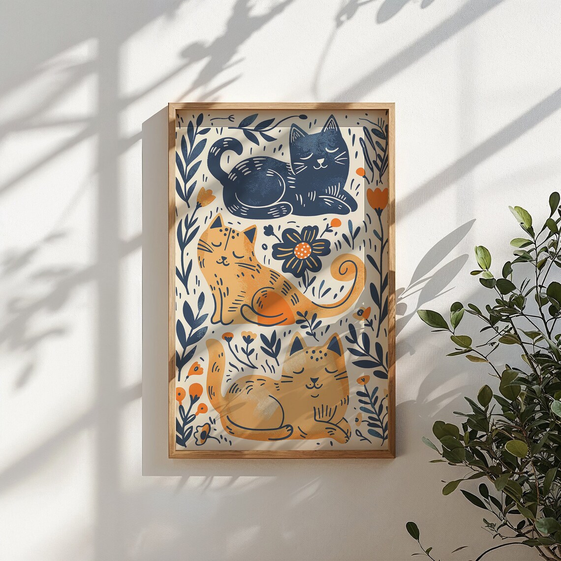 Whimsical Cat Nursery Wall Art, Playful Feline Poster - Image 5