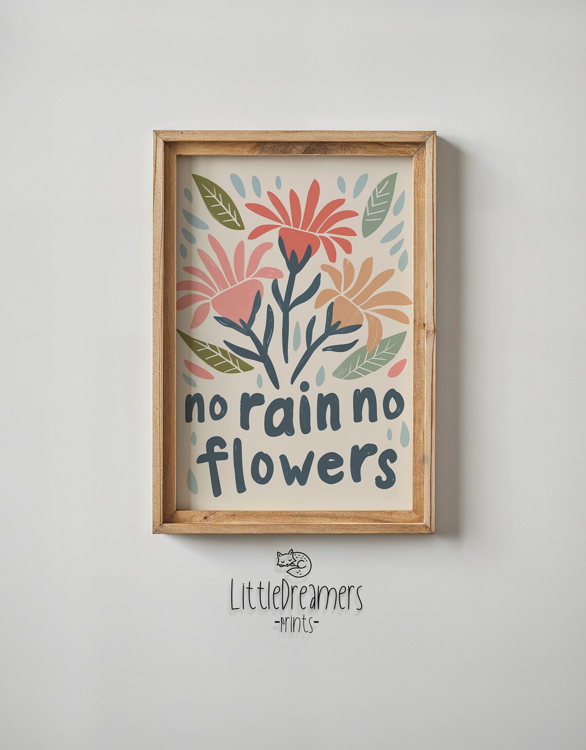No Rain No Flowers Floral Nursery Quote Kids Room Decor Print - Image 5