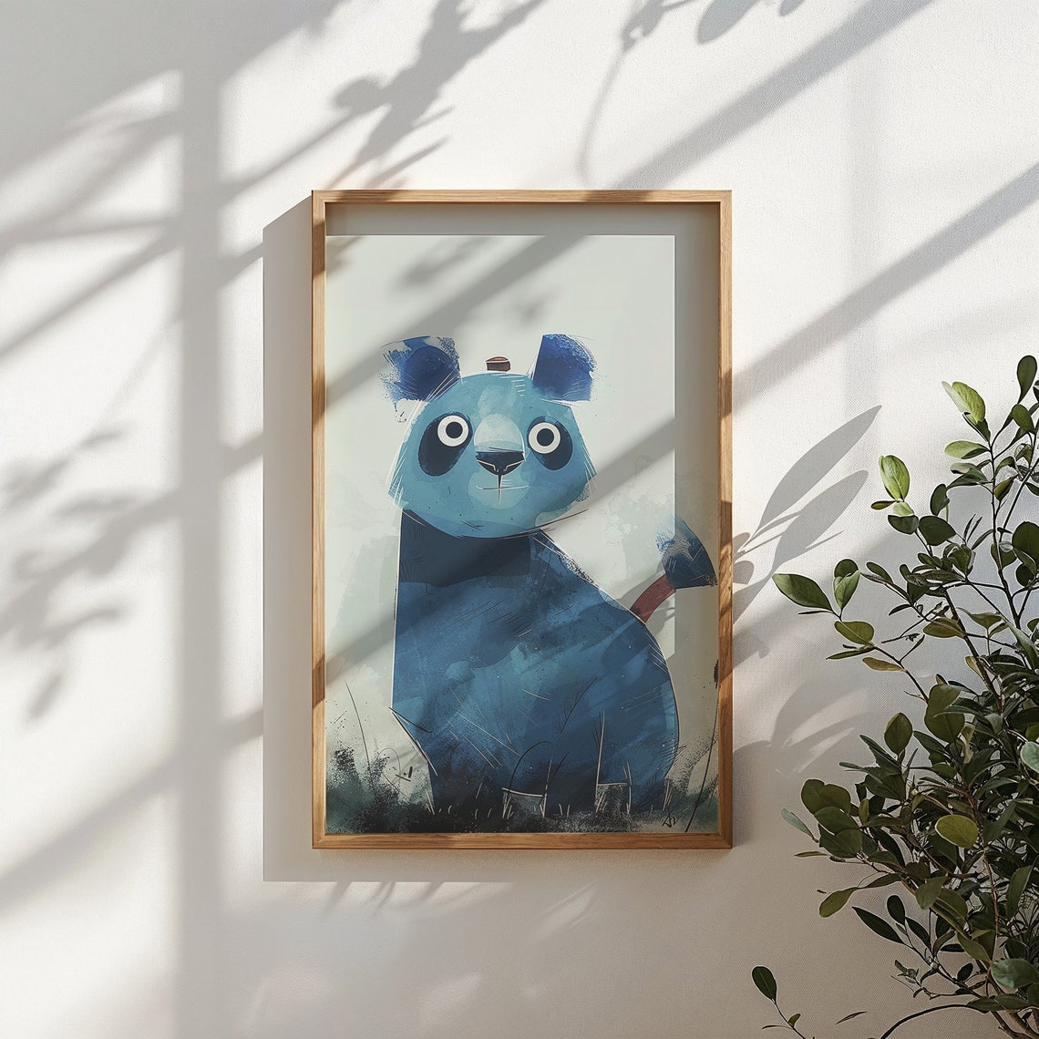 Cute Blue Panda Bear Watercolor Illustration Kids Nursery Art Print - Image 4