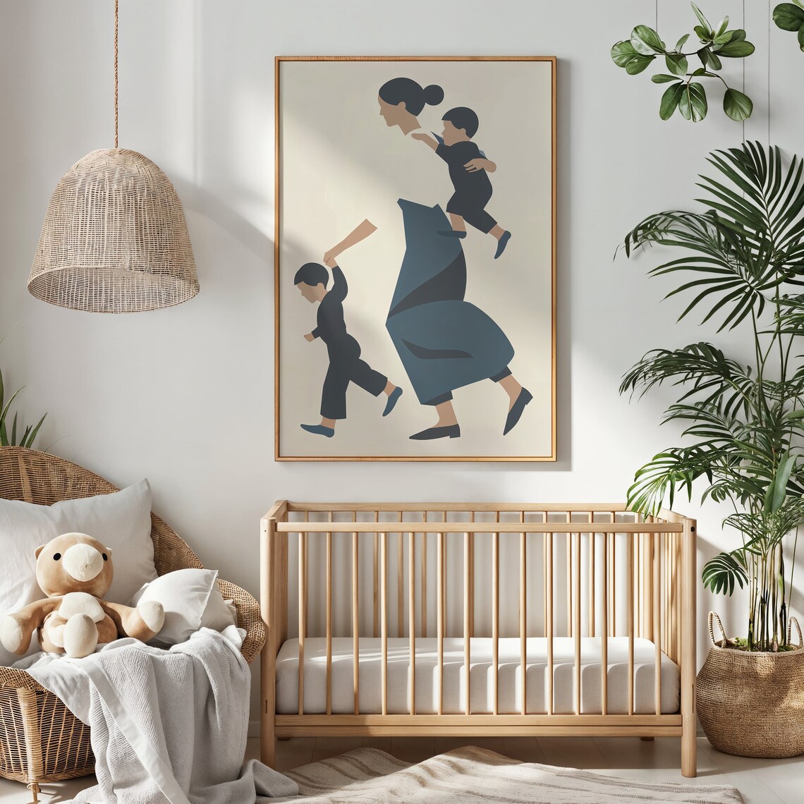 Mother Carrying Child Holding Hand Minimalist Motherhood Art Poster - Image 4
