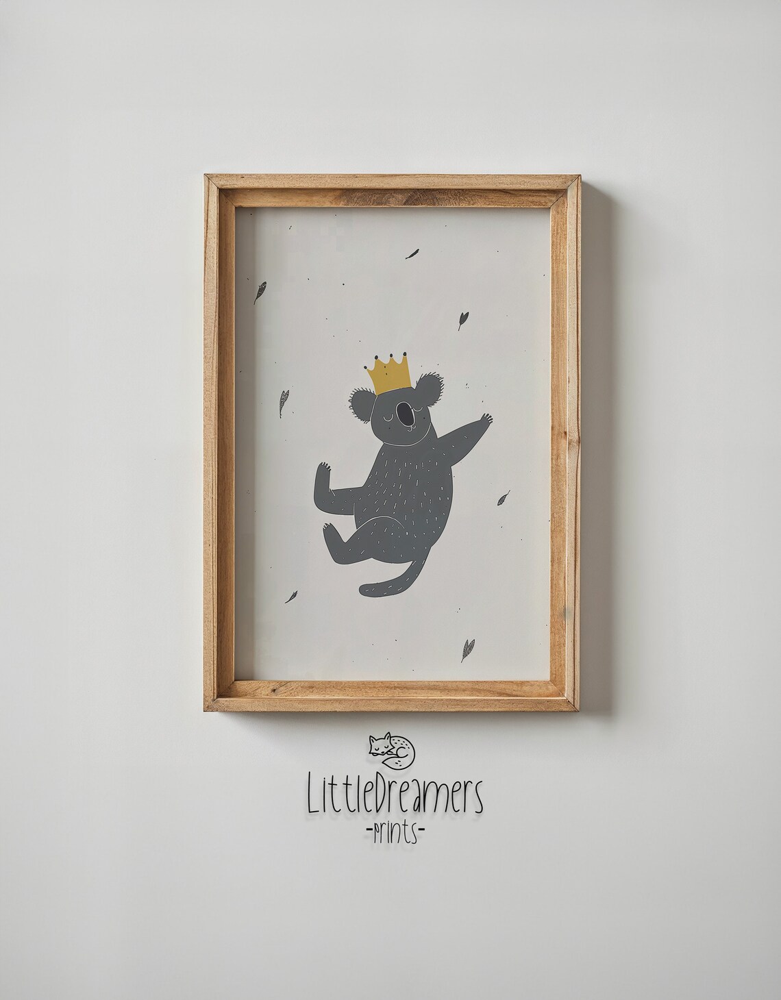 Happy Crowned Gray Koala Waving Gold Crown Minimalist Nursery Poster - Image 5