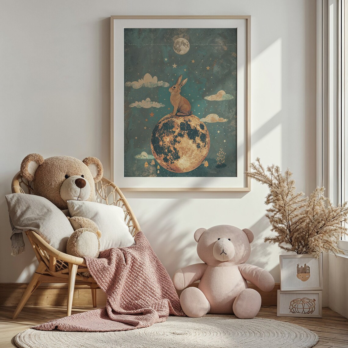 Rabbit Moon Art Print, Celestial Nursery Decor - Image 3
