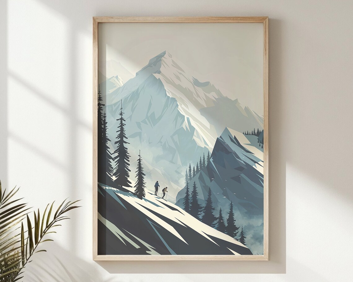 Hiker Dog Snowy Ridge Alpine Peak Adventure Winter Travel Poster - Image 5