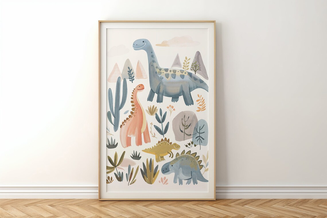 Playful Dinosaur Nursery Art Print, Kids Room Decor - Image 6