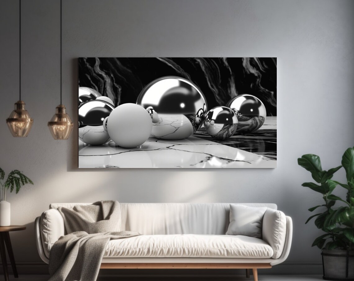 Black And White Marble Abstract Design Art Print