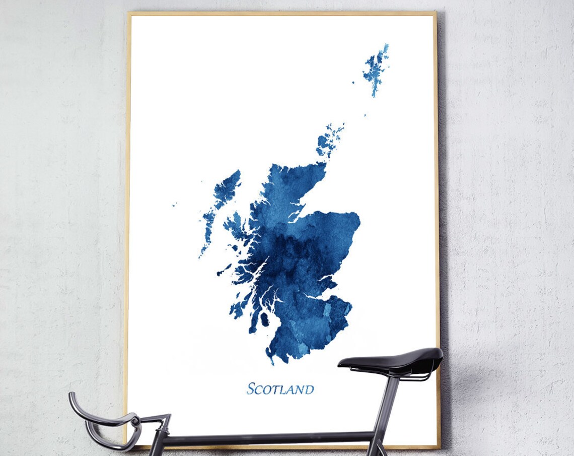 Scotland Map Watercolor Poster, Travel Wall Art