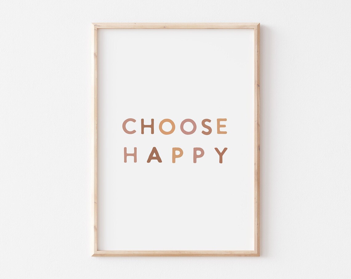 Choose Happy Boho Minimalist Warm Tones Inspirational Poster
