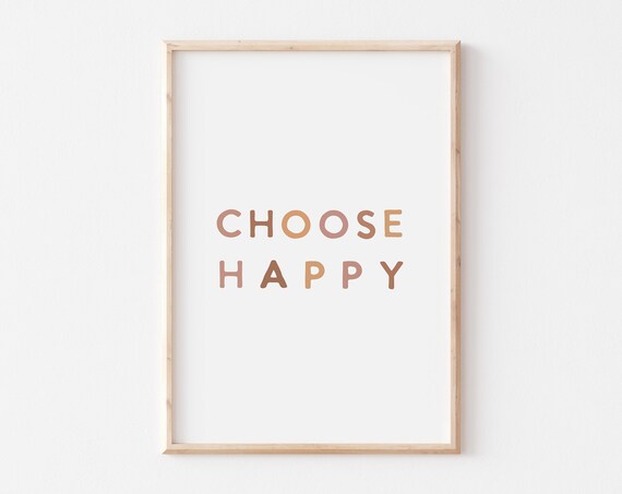 Choose Happy Boho Minimalist Warm Tones Inspirational Poster