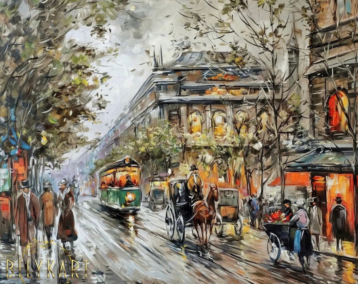Abstract City Painting On Cityscape Hand Painted Wall Art Unique Painting Europe City Oil Painting Original Large City Scape Artwork