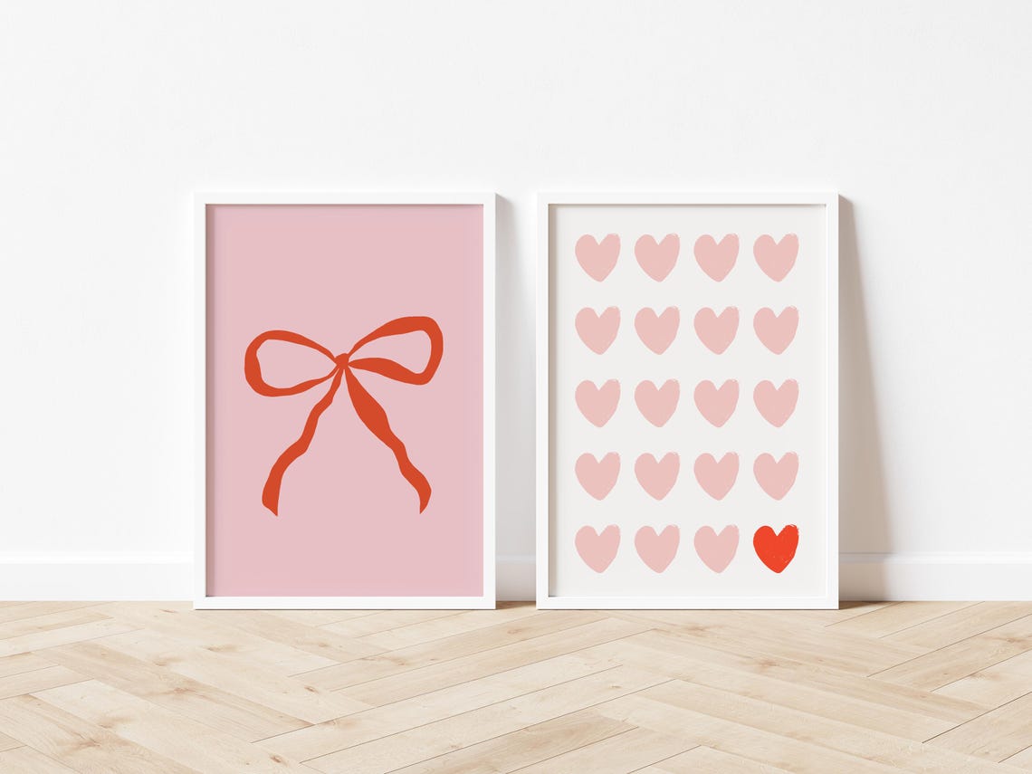 Red Bow On Blush Pink Minimalist Girly Coquette Style Poster - Image 2