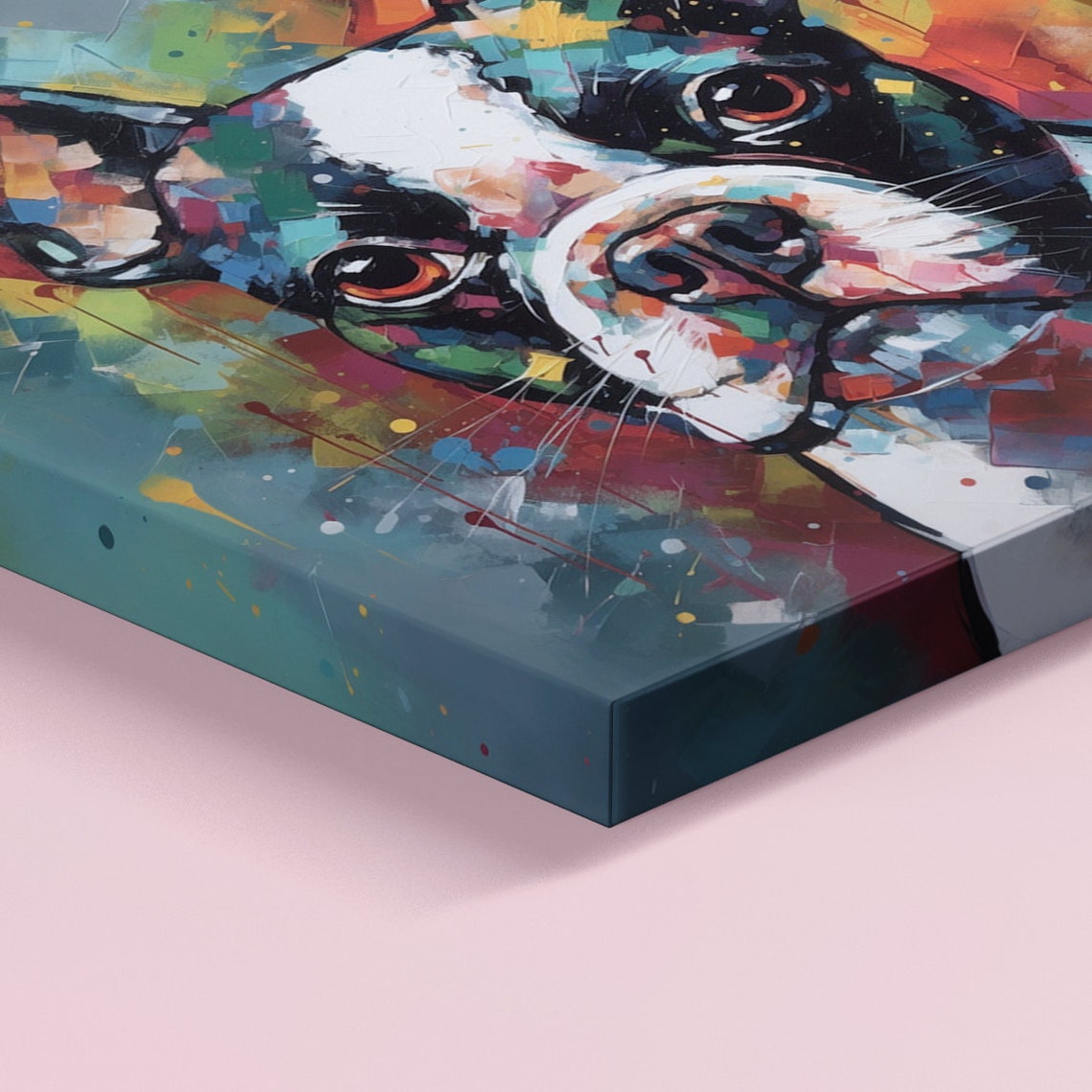 Boston Terrier Pop Art Portrait Canvas Colorful Dog Lovers Gift Poster - Image 3