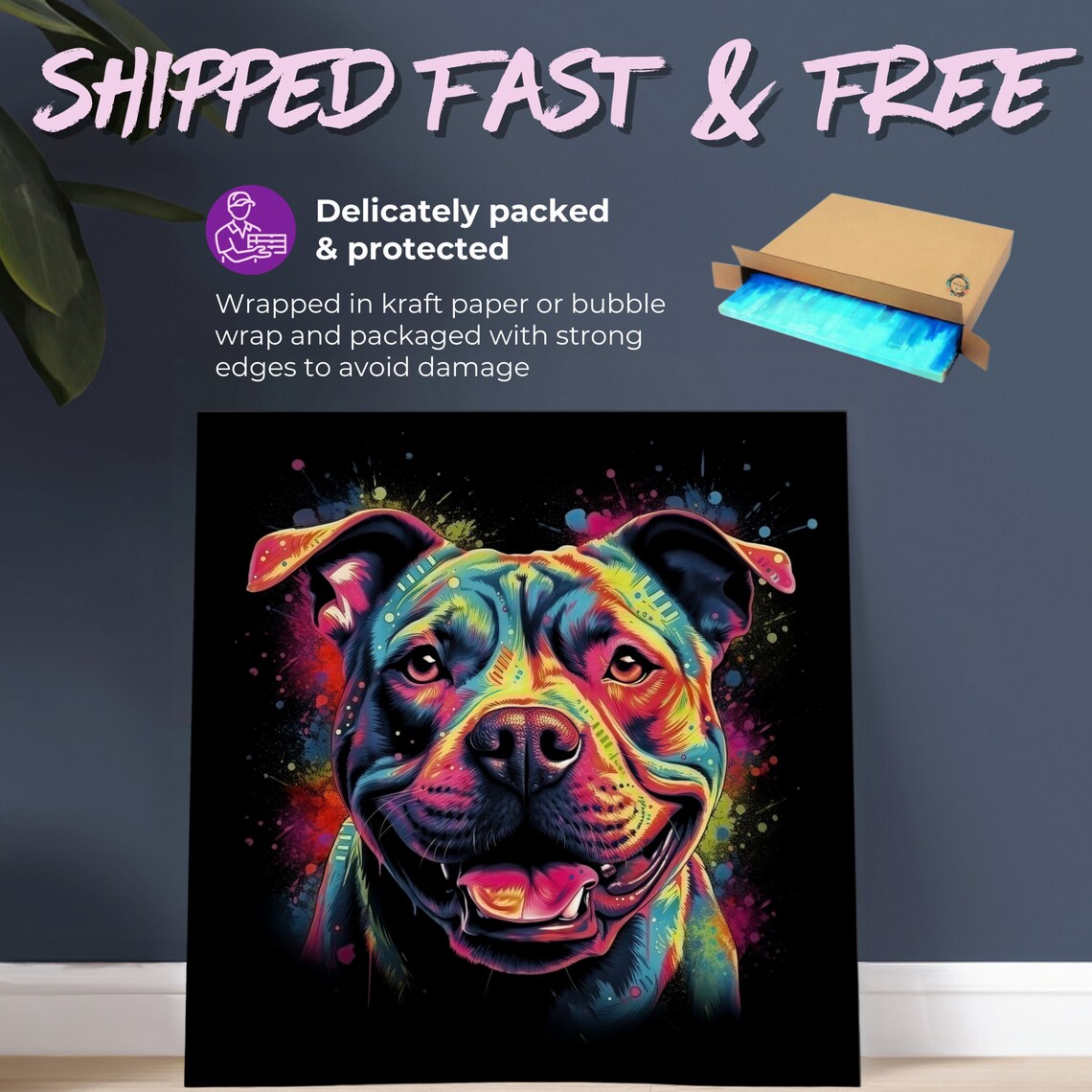 Staffordshire Bull Terrier Abstract Dog Art Print - Image 2