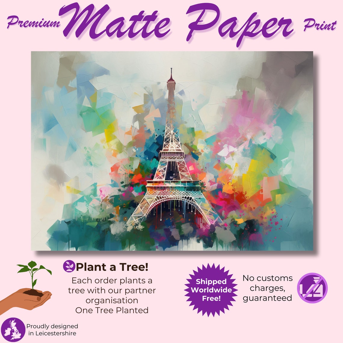 Soft Pastel Eiffel Tower Delicate White Watercolor Paris Poster - Image 3