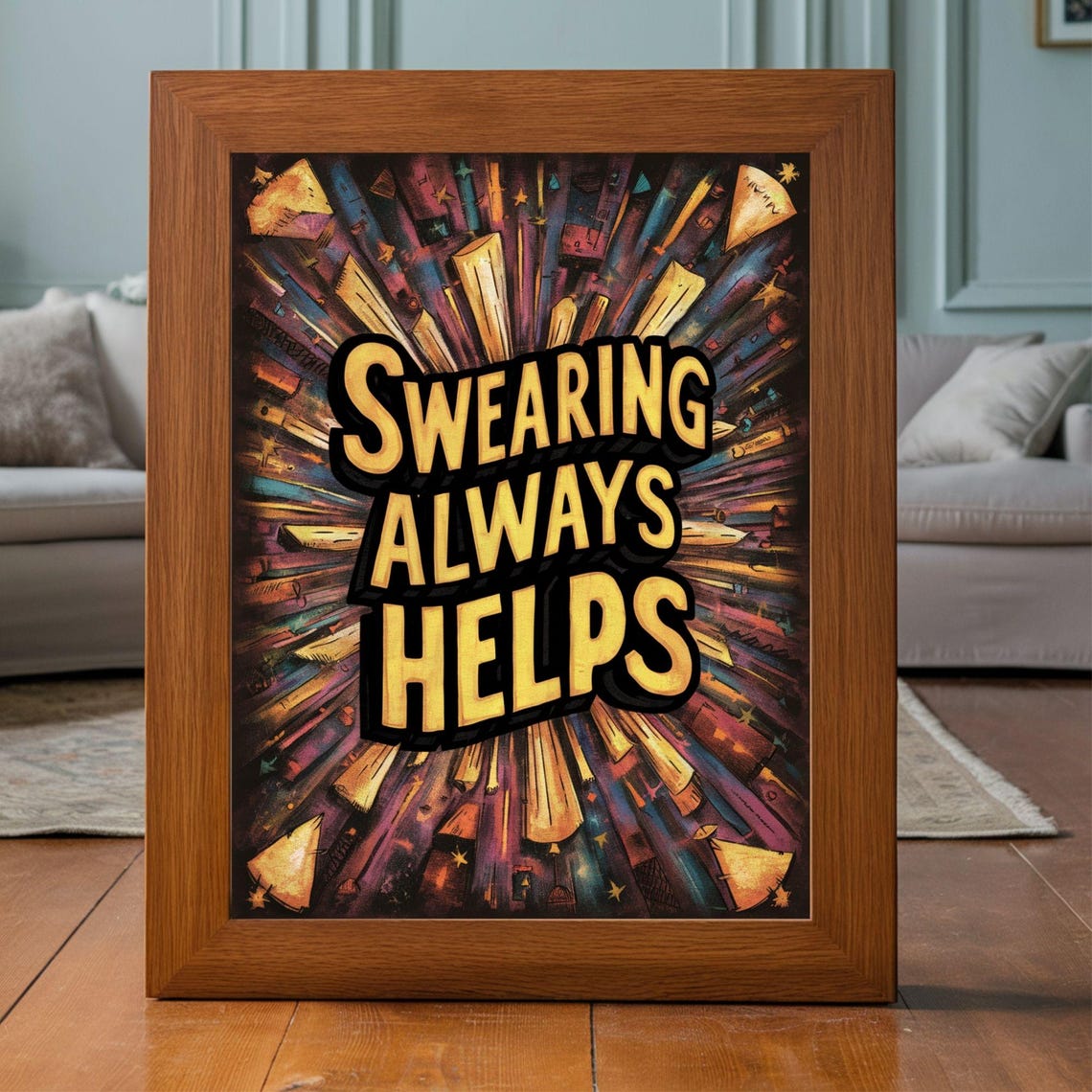 Swearing Always Helps Bold Retro Comic Style Funny Quote Poster - Image 5