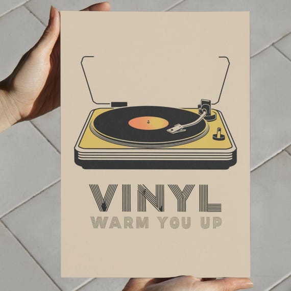 Music Wall Art Vinyl Warm You Up Vinyl Record Player Poster Groovy Print For Music Lovers Trendy Home Decor Gift Vintage Exhibition Art