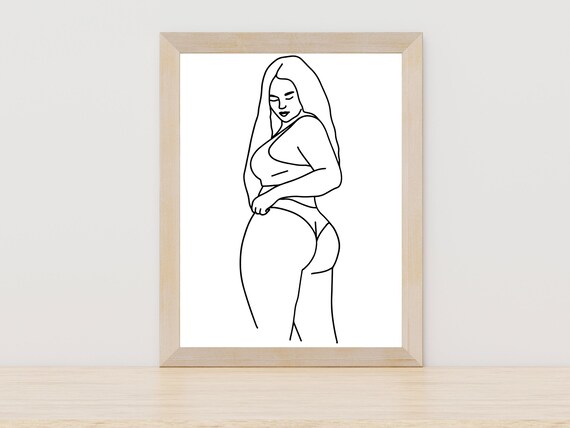 Plus Size Woman Serene Profile Line Art Feminine Body Positive Poster