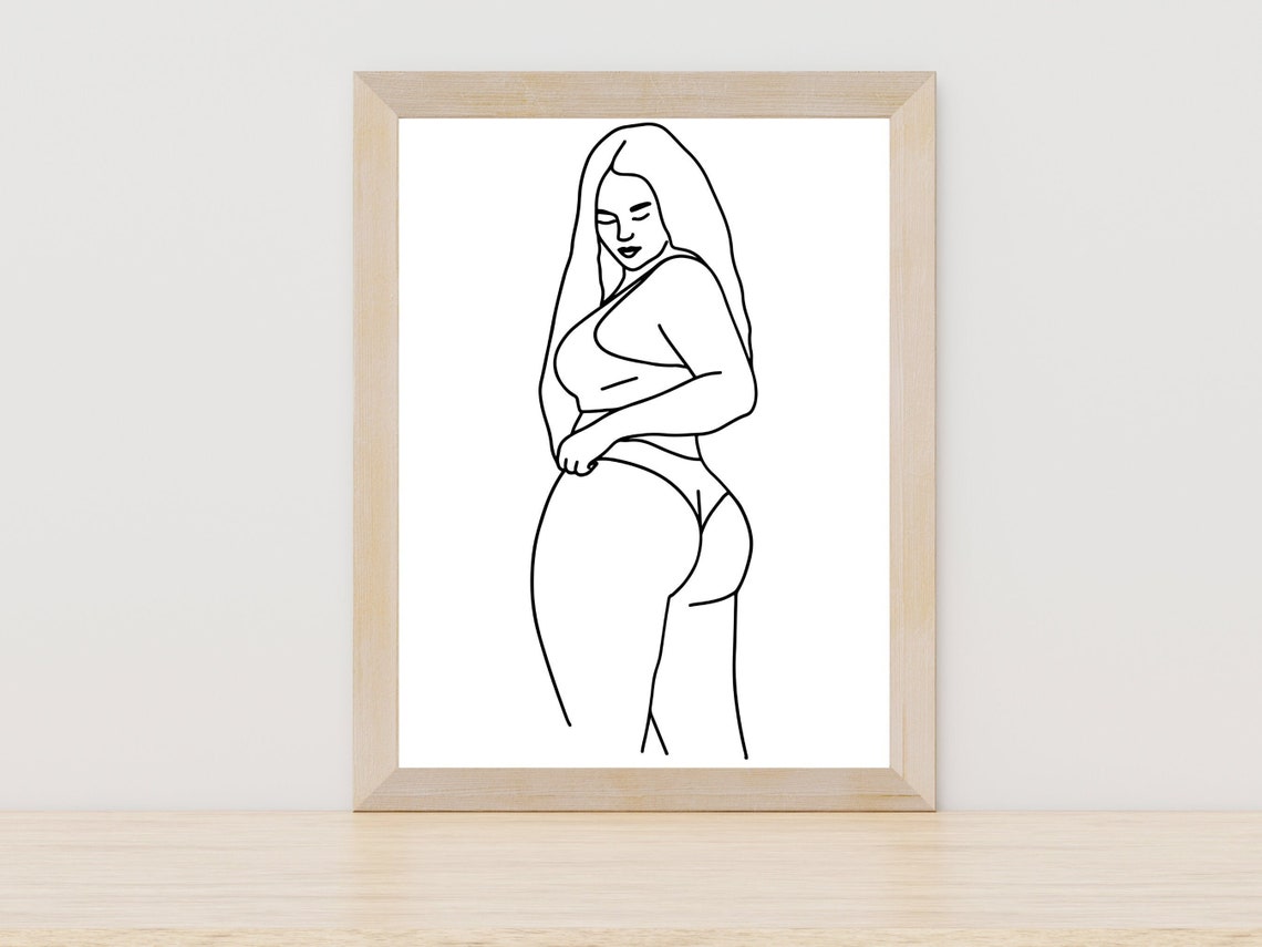 Plus Size Woman Serene Profile Line Art Feminine Body Positive Poster
