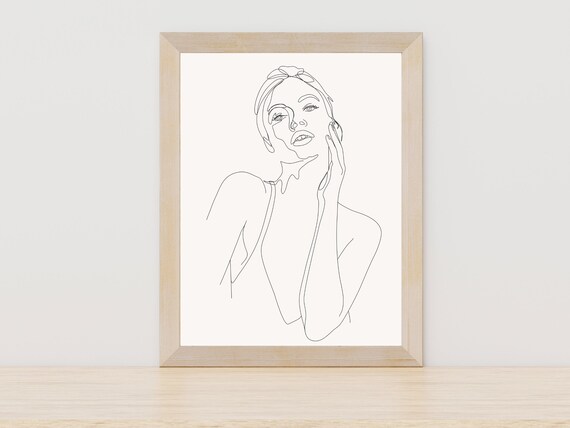 Woman Face Line Art Portrait Minimalist Feminine Beauty Drawing Poster