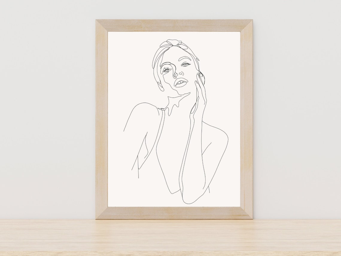 Woman Face Line Art Portrait Minimalist Feminine Beauty Drawing Poster