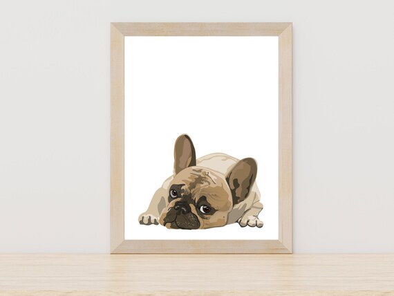French Bull Dog Print Art Dog Wall Art Dog Portrait Dog Lover Gift Wall Decor Nursery Wall Art Cute Animal