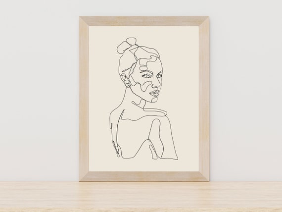 Women With Messy Bun Line Art Minimal Wall Art Female Body Art Women Body Wall Art Body Positivity Female Figure Art Print Art