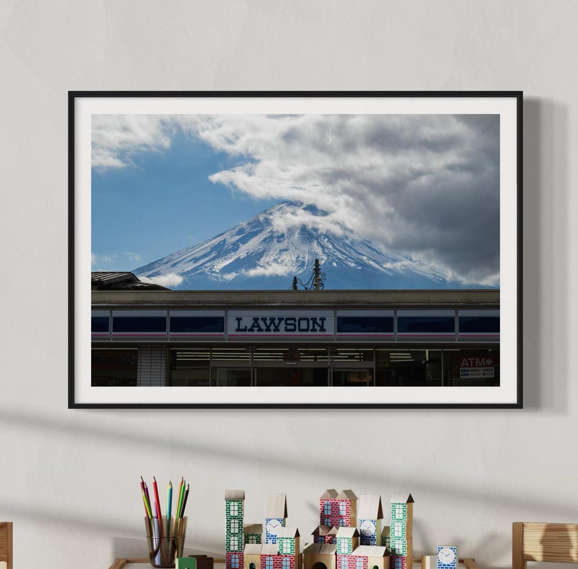 Mount Fuji Above Lawson Store Iconic Japan Travel Street Poster