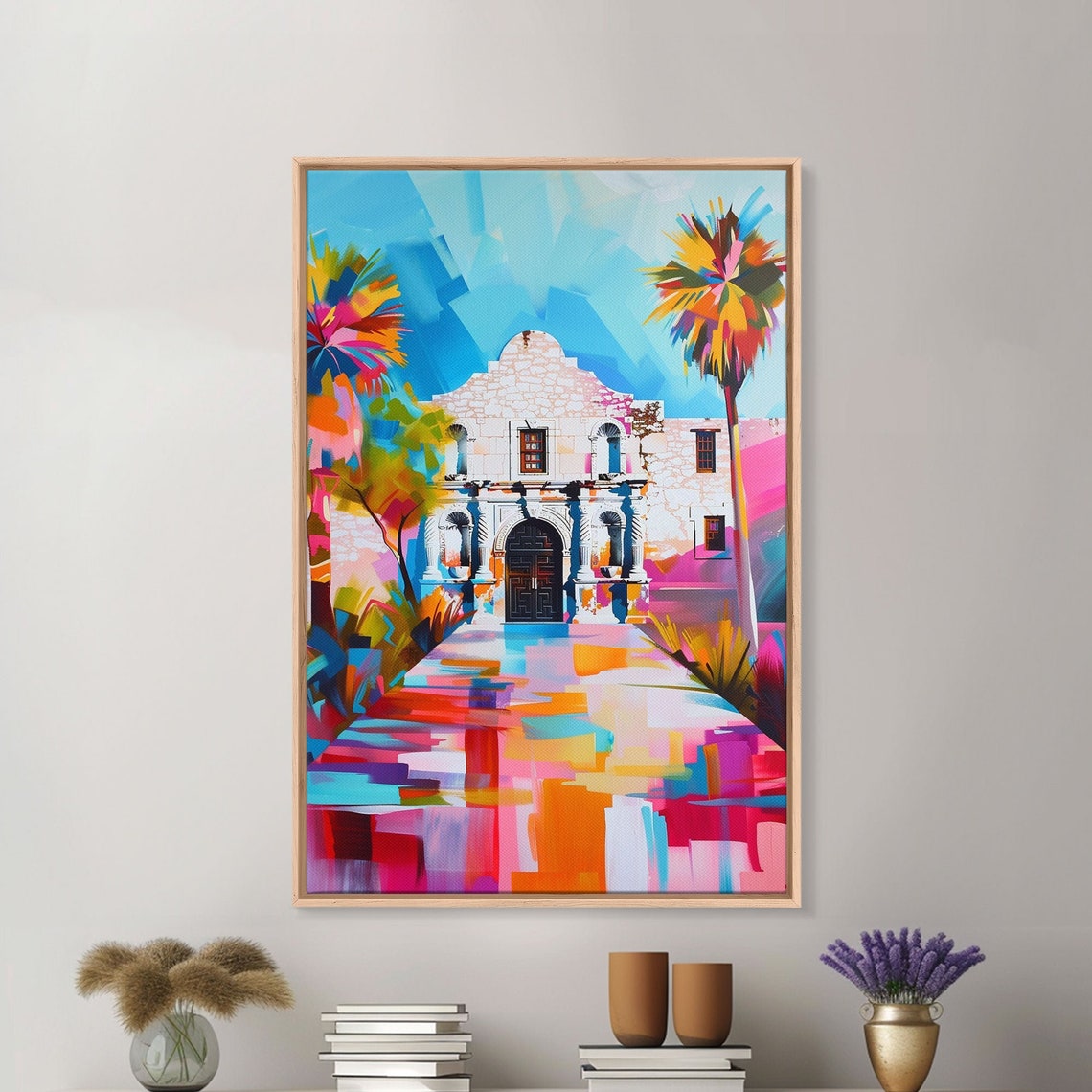 The Alamo Texas In Colorful Abstract Pop Art Style Travel Poster - Image 5