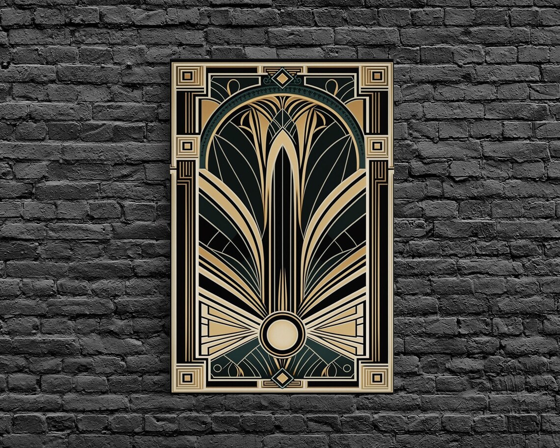 Art Deco Geometric Art Print, Midcentury Office Decor