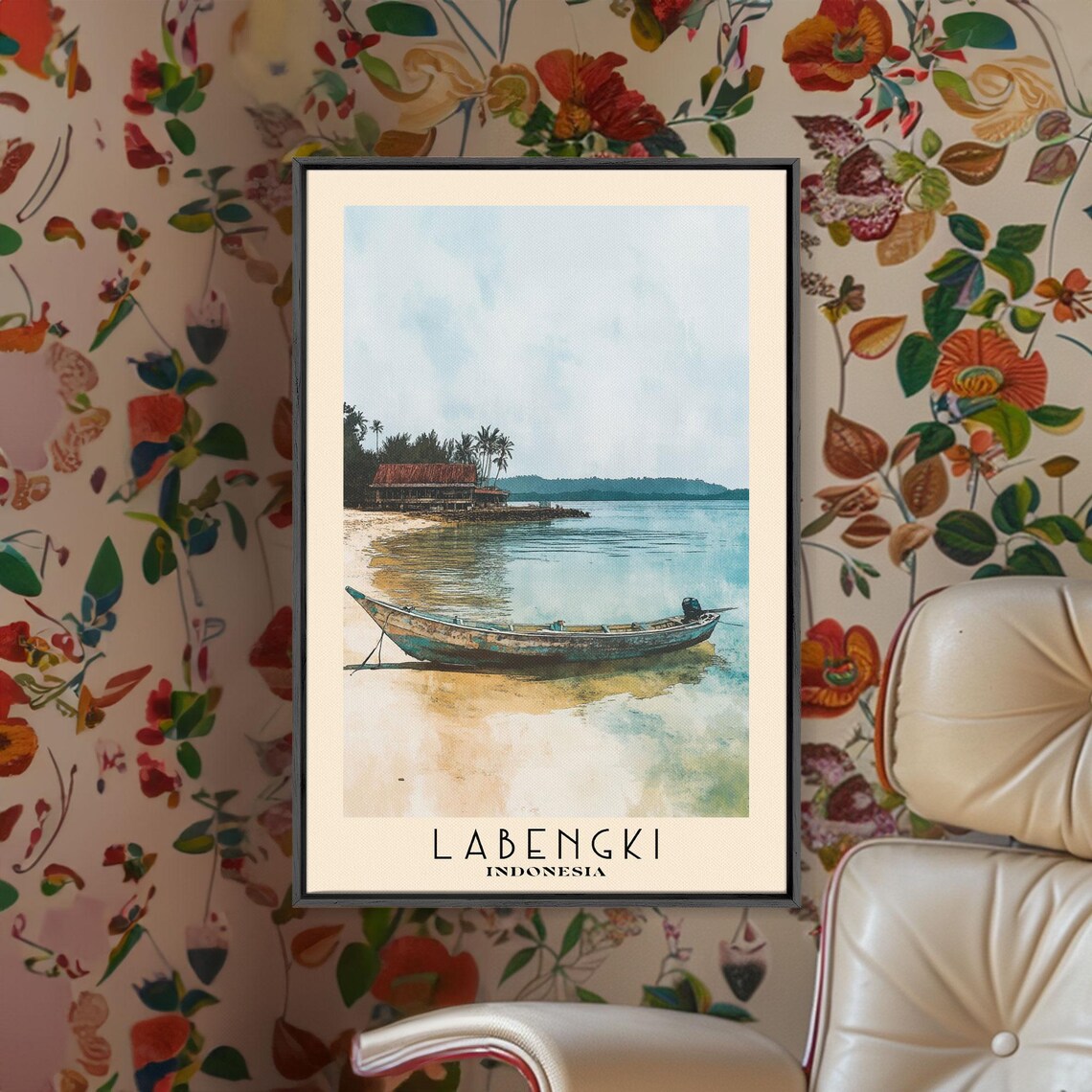 Labengki Indonesia Wooden Fishing Boat Calm Bay Island View Poster - Image 2